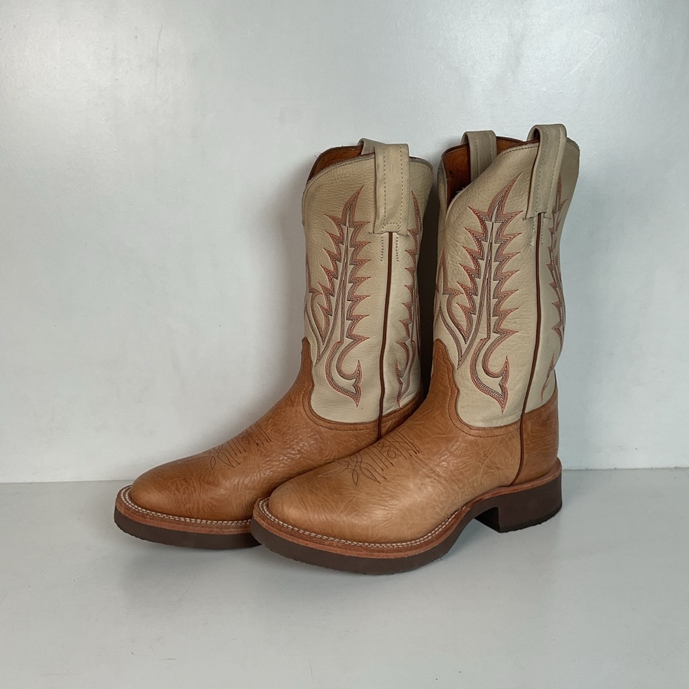Vintage Tony Lama Cowgirl Shorty Roper Boots 6.5 B Crepe Stockman USA Made